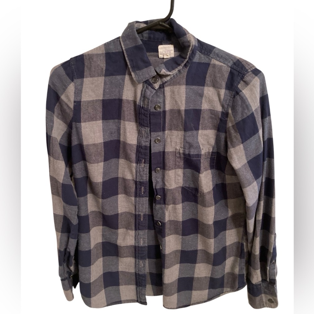 J. Crew Factory Flannel Navy and Gray Plaid Shirt